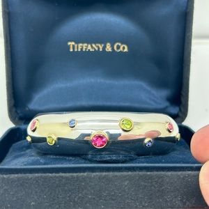 Tiffany & Co.925 18 KT Etoile Tourmaline,Prasolite,Sapphire 2001 Bangle